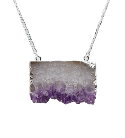 Amethyst Horizontal Slice Necklace